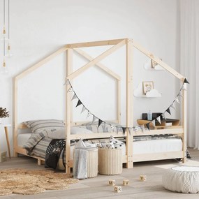 3200595 vidaXL Cadru de pat pentru copii, 2x(80x160) cm, lemn masiv de pin