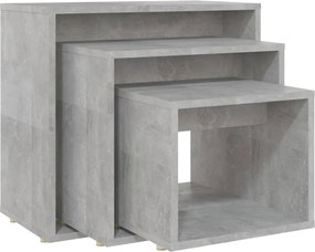 vidaXL Măsuțe suprapuse, 3 buc., gri beton, PAL