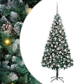 vidaXL Brad de Crăciun artificial Verde 210 cm PVC și Oțel și Plastic