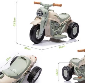 AIYAPLAY Moto electrică pentru copii 2-5 ani, 3 roți, 6 V, 3 km/h, cu funcție de bule, efecte luminoase și sonore, crem | Aosom Romania