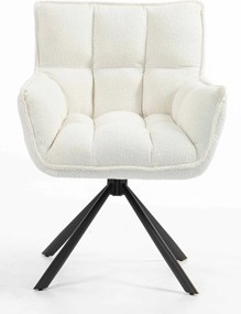 HR560 BAZĂ STEA Scaun Crem din Boucle cu Bază Neagră