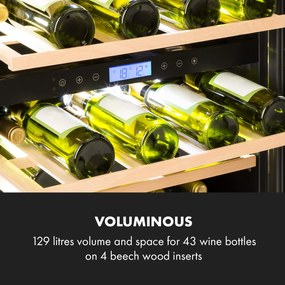 Vinovilla Onyx 43, frigider pentru vin cu două zone, 129 l, 43 de sticle, 3 culori