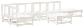 3186509 vidaXL Set mobilier de grădină, 7 piese, alb, lemn masiv de pin
