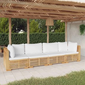 3100867 vidaXL Set mobilier grădină cu perne, 4 piese, lemn masiv de tec