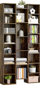 HOMCOM Bibliotecă modernă din lemn înaltă 181 cm cu 21 de compartimente și 10 rafturi reglabile, Maro Rustic | Aosom Romania