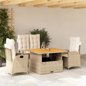 vidaXL Set canapele de grădină, 4 piese, cu perne, bej, poliratan