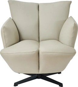 Fotoliu Accent Pivotant 360° – Design Modern, Bază Metalică Neagră, Tapițerie PU Premium, Bej