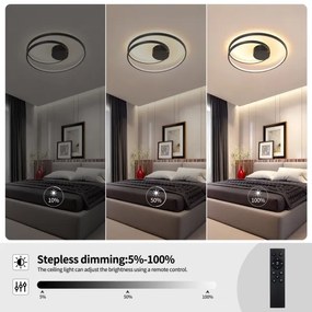 Brilagi - Plafonieră reglabilă TWISTER LED, 48W, 230V, Ø 50 cm, negru, cu telecomandă