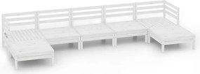 vidaXL Set mobilier de grădină, 7 piese, alb, lemn masiv de pin