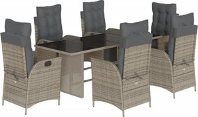 vidaXL Set mobilier de grădină cu perne, 7 piese, gri, poliratan