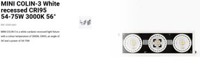 Spot LED incastrabil MINI COLIN-3 White recessed CRI95 54-75W 3000K 56°