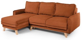 Colțar portocaliu extensibil cu tapițerie din catifea reiată (cu colț variabil) Tori – Bonami Selection