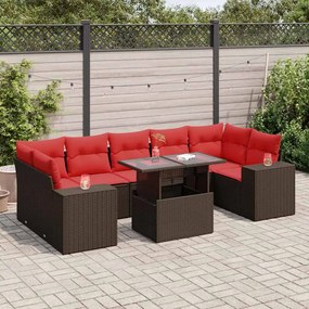 vidaXL Set canapele de grădină cu perne, 8 piese, maro, poliratan