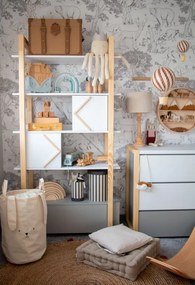 Biblioteca Pinette alb/gri/pin H190,3 cm