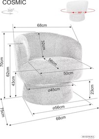 Fotoliu design rotativ COSMIC RAVEN, gri