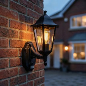 Lămpi de perete exterioare negre cu senzor de mișcare IP44 - New Orleans up