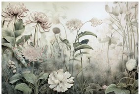 Tapet autoadeziv flori acoperite de natură cu contrastul bej