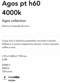 Stalp LED iluminat exterior modern Agos pt h60 4000k negru