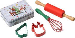Set pentru copii pentru prepararea prăjiturilor de Crăciun Kesper 69128, 5 piese, cutie de depozitare, multicolor