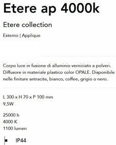 Aplica LED Exterior, Negru, Protectie IP44, Etere ap 4000k
