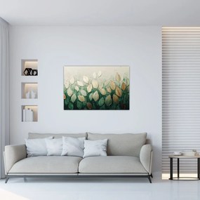 Tablou - Frunze verzi-aurii (90x60 cm)