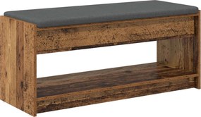 vidaXL Bancă pentru hol cu pernă cu raft Lemn vechi 103 x 38 x 45 cm