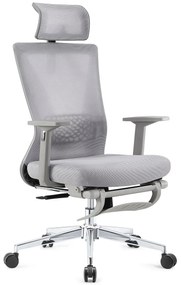 Scaun ergonomic, Spătar Mesh, Sezut textil, Suport picioare, inaltime reglabila, Gri