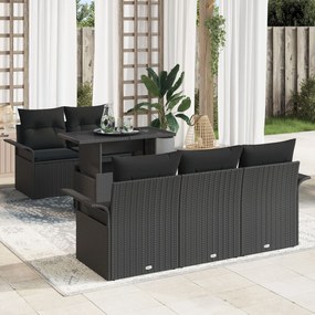 vidaXL Set de canapea de grădină cu 6 piese și perne, din rattan sintetic negru