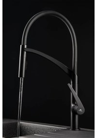 Baterie bucatarie cu pipa flexibila Rubineta Ultima finisaj negru mat