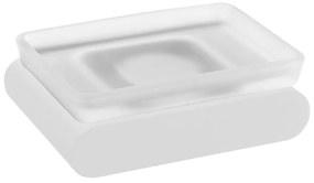 Săpunieră albă de montat pe perete din sticlă Flori – Sapho