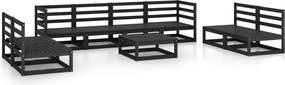 vidaXL Set mobilier de grădină, 9 piese, negru, lemn masiv de pin