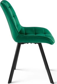 Scaun de masa SORIA VELVET cu picioare negre, verde
