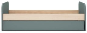 Pat pentru copii verde prăfuit cu extensie suplimentară cu aspect de lemn de pin cu spațiu de depozitare cu somieră 90x200 cm Esteban – Marckeric