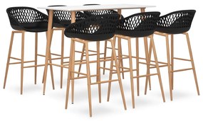 vidaXL Set mobilier de bar, 7 piese, alb și negru