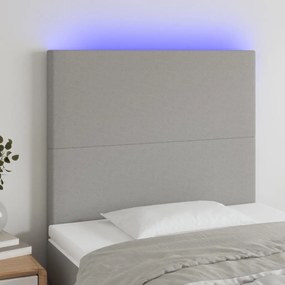 3122126 vidaXL Tăblie de pat cu LED, gri deschis, 90x5x118/128 cm, textil