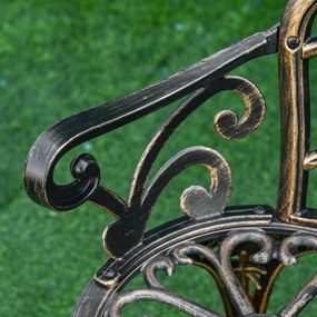 Outsunny Bancă de grădină 2 locuri din metal, bancă în stil retro, bancă de parc cu model floral 100 x 54 x 78 cm, Bronz | Aosom Romania