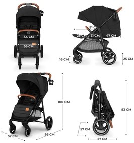 Cărucior de copii KINDERKRAFT GRANDE PLUS negru