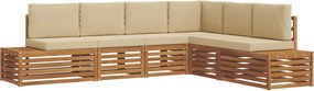 vidaXL Set de canapele de exterior cu pernă 6 Bucată Natural și Bej