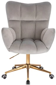 HR650K Scaun Gray Catifea cu Bază Aurie