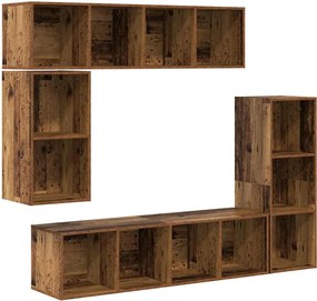 vidaXL Set comodă TV Pe perete 4 pcs Lemn vechi Lemn compozit