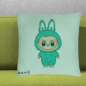 Perna Personalizata Labubu Turcoaz, 40x40 cm, Verde Menta, Husa Detasabila, Perna Inclusa, BEKZ®