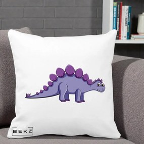 Perna Personalizata Stegozaur Mov, 40x40 cm, Alba Mata, Husa Detasabila, Perna Inclusa, BEKZ®