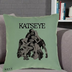 Perna Personalizata K-pop KATSEYE Foto Roz Vintage, 40x40 cm, Verde, Husa Detasabila, Perna Inclusa, BEKZ®