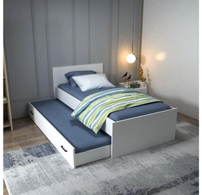 Pat de o persoană 100 cm Podume (alb) (cu somieră). 1094840