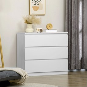 HOMCOM Comodă 3 sertare, Dulap de depozitare elegant pentru dormitor, interior, 80l x 39P x 73H cm | Aosom Romania