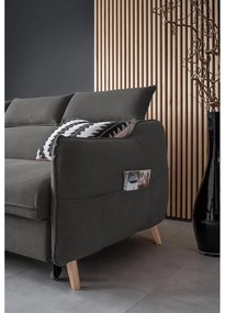 Colțar gri închis extensibil cu tapițerie din catifea (cu colț pe partea stângă ) Sweet Harmony – Miuform