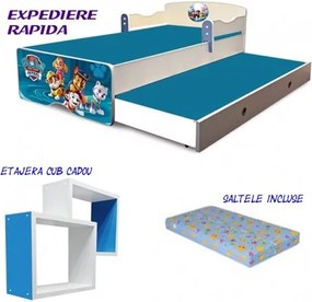 Pat copii  dublu Paw Patrol- saltele incluse