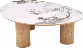 Măsuță de cafea Adelis alb lucios / stejar – L110 x l80 cm