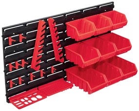 vidaXL Set cutii depozitare 34 piese cu panouri de perete, roșu&amp;negru