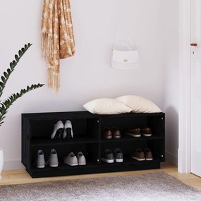 Pantofar, negru, 110x34x45 cm, lemn masiv de pin Negru, 1, 1, 1